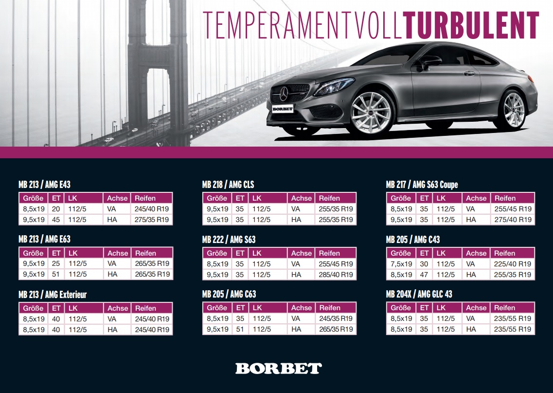 Borbet VTX Toepassing